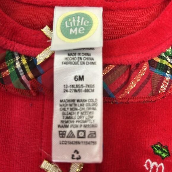 Little Me My First Christmas Velour embroidered Footie NWT size 6 months - Picture 11 of 14